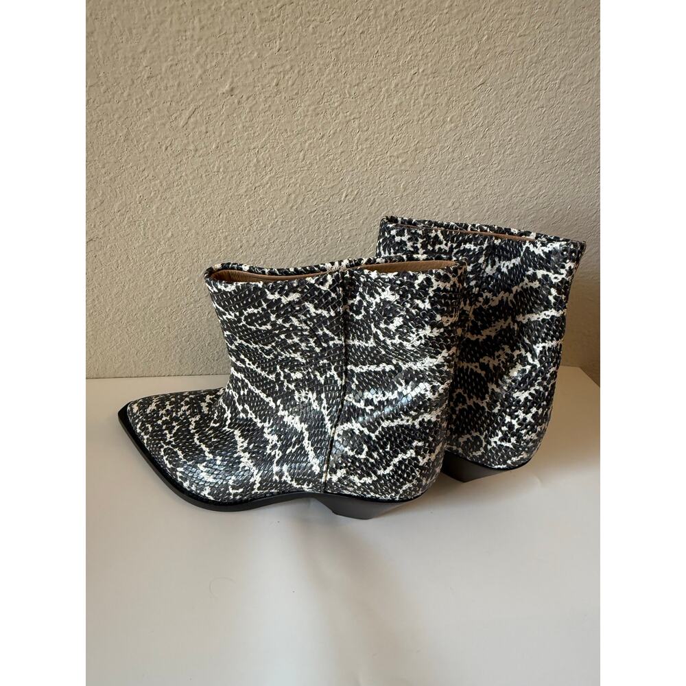 NWT Isabel Marant Snakeskin Print Ankle Boots Black Women's Size 37 / US 6.5 - Picture 3 of 5